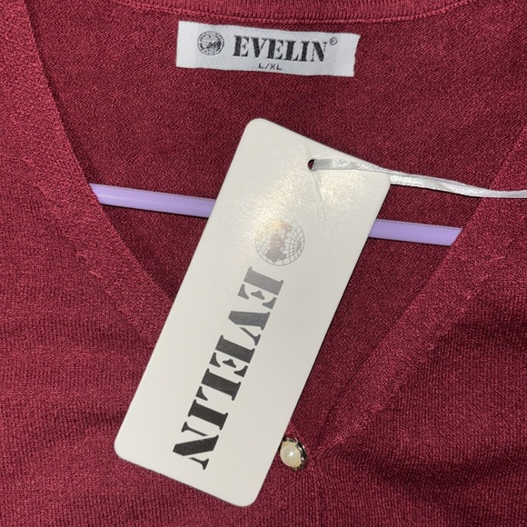 EVELIN Maroon Button Up Sweater - Picture 9 of 9